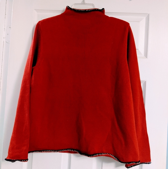 Villager Sport Red Nautical Ship Wheel Sweater with Quarter Zip and Front Pocket - Picture 5 of 7